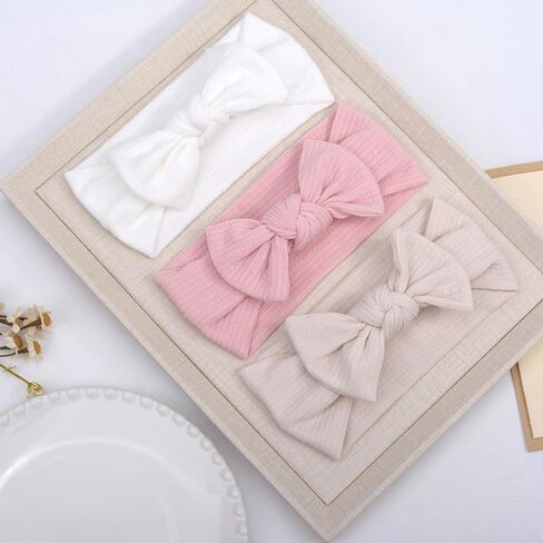 3 PCS Baby Hapbands ناعمة نايلون شعر مع أقواس إكسسوارات شعر الفتيات لطفل الأطفال الصغار in Kuwait