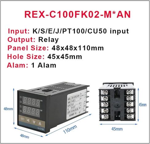 REX- C100 Digital Intelligent Temperature Controller K/Universal Input SSR/Relay Output Thermostat 110V to 240V Work Voltage(K in Relay Out) in Saudi Arabia