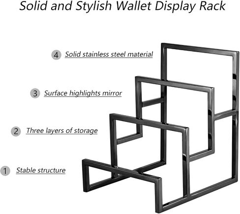Clutch Purse Display Stand, 3 Layer Stainless Steel Wallet Display Stand Clutch Handbag Holder for Boutique Store and Home Retail, Titanium Gold in Saudi Arabia