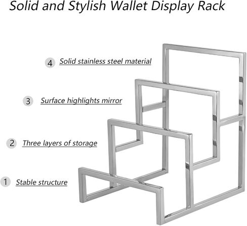 Clutch Purse Display Stand, 3 Layer Stainless Steel Wallet Display Stand Clutch Handbag Holder for Boutique Store and Home Retail, Titanium Gold in Saudi Arabia