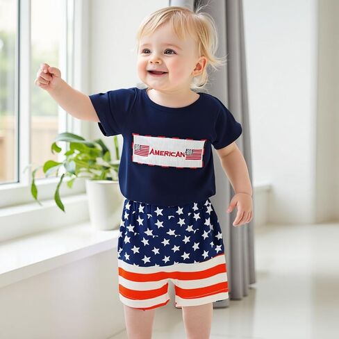 Fomoyuu Baby Boy Summer Flag Shorts مجموعة ملابس لصالح Forth of July Todfits Infant Toddler in Kuwait