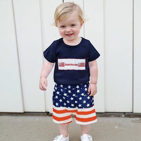 Fomoyuu Baby Boy Summer Flag Shorts مجموعة ملابس لصالح Forth of July Todfits Infant Toddler in Kuwait