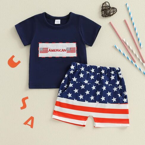 Fomoyuu Baby Boy Summer Flag Shorts مجموعة ملابس لصالح Forth of July Todfits Infant Toddler in Kuwait