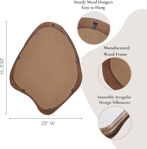 LuxenHome Asymmetrical Wall Mirror, 23"x 29" Classic Brown Irregular Mirror, Rustic Farmhouse Mirror for Bathroom, Wall Mirrors Decorative for Bedroom Living Room Entryway Hall in Saudi Arabia