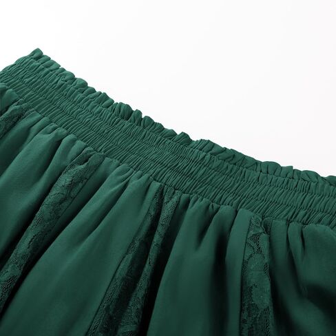 Scarlet Darkness Maxi Skirt for Women Boho Flowy Lace Patchwork Renaissance Long Skirts with Pockets in Saudi Arabia