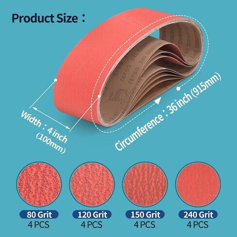 12PCS 3 x 21 Inch Belt Sander Sanding Belts | 75x533mm Ceramics Sander Belts (4 Each of 80/120/150) Grit Belt SandPaper, Best for Sanding stainless steel, carbon steel, titanium alloys, Iron in Saudi Arabia