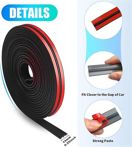 Car Sunroof Sealing Strip T-Shaped Panoramic Sunroof Front Windshield Waterproof Strip Car Roof Waterproof Rubber Strip Fittings(14mmX8m) in Kuwait