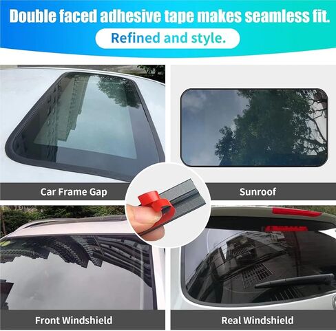 Car Sunroof Sealing Strip T-Shaped Panoramic Sunroof Front Windshield Waterproof Strip Car Roof Waterproof Rubber Strip Fittings(14mmX8m) in Kuwait