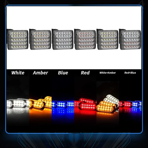 LED strobe تحذير من شريط الضوء ، AUBEAMTO 4Pods 12SMD أضواء طارئة قوية ، مصبغة السطح شباك شبكية الضوء الإضاءة ضوء ، 18 وضع الإضاءة ، محول ولاعة السجائر (أبيض+العنبر) in Kuwait