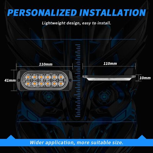 LED strobe تحذير من شريط الضوء ، AUBEAMTO 4Pods 12SMD أضواء طارئة قوية ، مصبغة السطح شباك شبكية الضوء الإضاءة ضوء ، 18 وضع الإضاءة ، محول ولاعة السجائر (أبيض+العنبر) in Kuwait