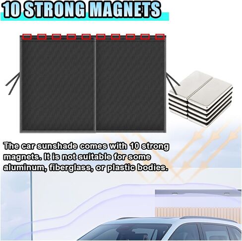 2pcs نافذة السيارة الزجاج الأمامي Sunshade ، Magnetic Double Layer Side Window Sun Sund Surtain مع نصف الظل لحماية الطفل ، وملحقات التخييم للسيارات لحظر الأشعة فوق البنفسجية والحرارة (الأمامية) in Saudi Arabia