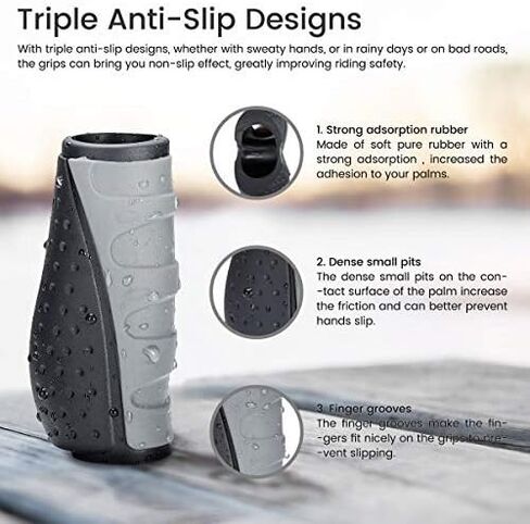مقابض دراجة PRUNUS، مقابض دراجة 22 مم / مقابض مريحة مع تصميم قفل مزدوج من الألومنيوم، مقابض مقود دراجة عالمية للدراجات الجبلية MTB، الدراجة الكهربائية، BMX، الدراجة القابلة للطي إلخ. in Kuwait
