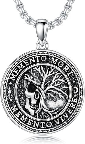 قلادة Simonly Memento Mori للرجال 925 Sterling Silver Memento Mori Pendant Gothic Skull Pendant Amulet Gifts Jewelry Gifts in Saudi Arabia