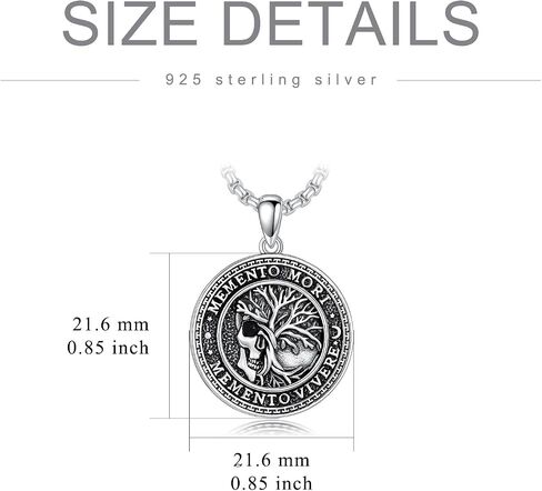 قلادة Simonly Memento Mori للرجال 925 Sterling Silver Memento Mori Pendant Gothic Skull Pendant Amulet Gifts Jewelry Gifts in Saudi Arabia