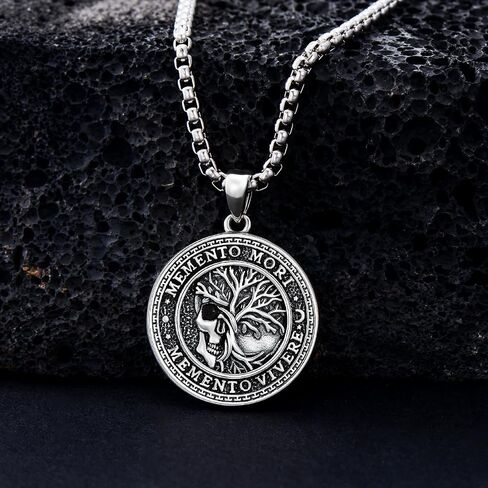 قلادة Simonly Memento Mori للرجال 925 Sterling Silver Memento Mori Pendant Gothic Skull Pendant Amulet Gifts Jewelry Gifts in Saudi Arabia