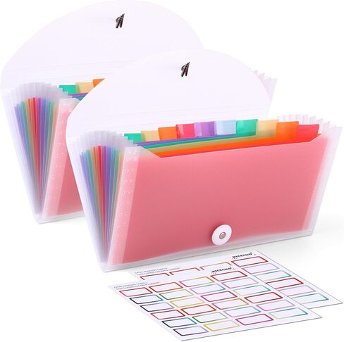 Nicecho Receipt Coupon Organizer, 13 Pockets Small Accordion File Organizer with Labels for Receipt Cards, Bill Business, Coupons Storage, 10.2X 5.1 Inches in Kuwait