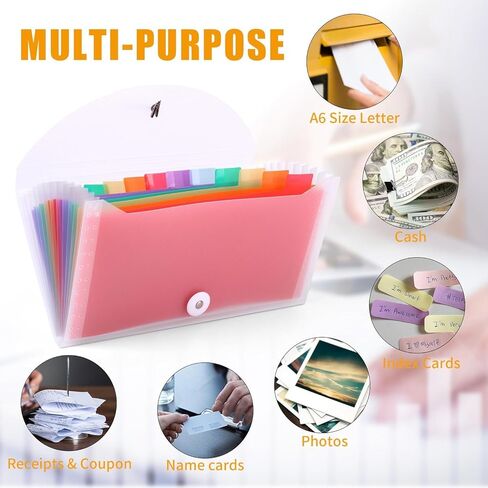 Nicecho Receipt Coupon Organizer, 13 Pockets Small Accordion File Organizer with Labels for Receipt Cards, Bill Business, Coupons Storage, 10.2X 5.1 Inches in Kuwait