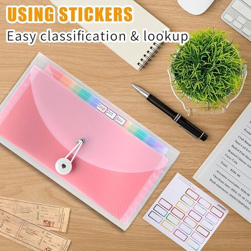 Nicecho Receipt Coupon Organizer, 13 Pockets Small Accordion File Organizer with Labels for Receipt Cards, Bill Business, Coupons Storage, 10.2X 5.1 Inches in Kuwait