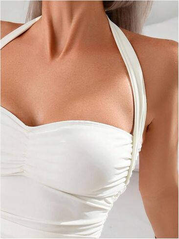 Milumia Women 2 Piece Tankini Set Ruched Halter Neck Summer Beach Bathing Suits in Saudi Arabia