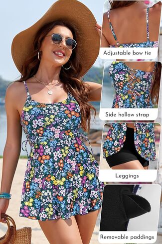 SHEKINI Tankini Sets for Women Tummy Control Bathing Wear Sides Tie Design 2 Piece Swimdress with Top and Bottom in Saudi Arabia