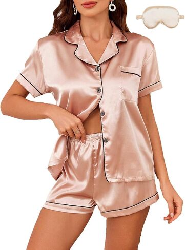 مجموعات بيجامات النسائية S-XXL Soft Pajama مجموعات PJS مع قناع العين الحرير in Kuwait
