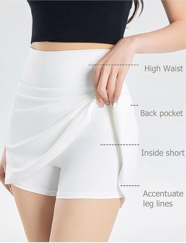Women's Athletic Tennis Skirt Shorts Liner with Phone Pocket Running Dancing Cycling High Waist Pleated Back in Kuwait