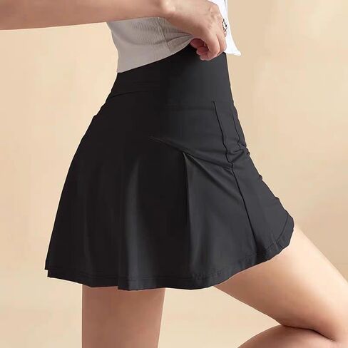 Women's Athletic Tennis Skirt Shorts Liner with Phone Pocket Running Dancing Cycling High Waist Pleated Back in Kuwait