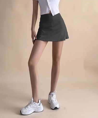 Women's Athletic Tennis Skirt Shorts Liner with Phone Pocket Running Dancing Cycling High Waist Pleated Back in Kuwait