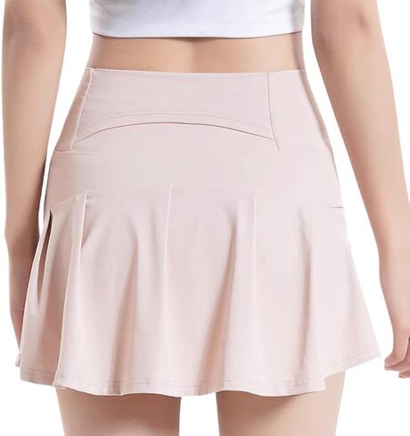 بطانة تنورة تنس رياضية للسيدات مع جيب الهاتف الذي يركض يرقص ركوب الدراجات عالية الخصر مطوي الظهر in Kuwait