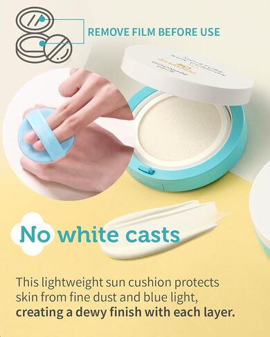 Moisture Sun Cushion Mild SPF 50 - Korean Moisturizing & Soothing Zinc Oxide Mineral Sunscreen - Travel Friendly Sun Cushion for Babies & Kids - Vegan, Reef-Safe, Allergen-Free, 0.81oz. in Kuwait