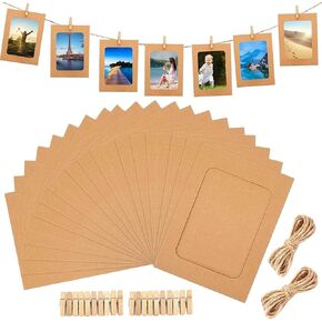 20 Pcs 4x6 Inch Paper Photo Frames,Hanging Photo Display Banner with Clips,Picture String for Wall Decor,DIY Photo Holder for Party Wedding Home Office Decor in Kuwait