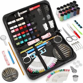 KEYHOT Travel Sewing Kit Basic - 205 Pcs Professional Sewing Kit for Adults Beginner Traveler Home Sewing Accessories Kit Contains Sewing Needles Thread Scissors Measure Tape Thimble Etc（Black） in Kuwait