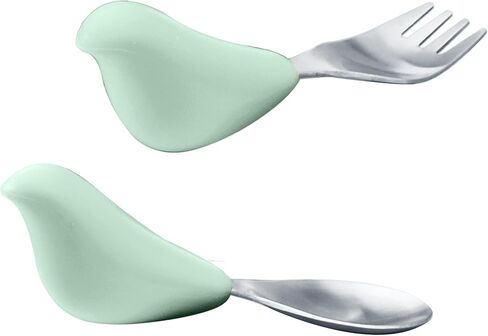 CYD TERRA-PICABOO Toddler Utensils, Ergonomic Cutlery Set with Fork & Spoon for Self-Feeding, Patented Training Design, Stainless Steel Silverware for 1-3 Year Olds, BPA-Free,Dishwasher Safe(Blue) in Saudi Arabia