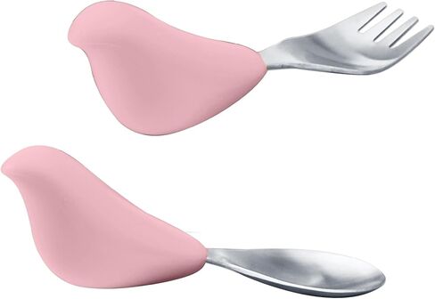 CYD TERRA-PICABOO Toddler Utensils, Ergonomic Cutlery Set with Fork & Spoon for Self-Feeding, Patented Training Design, Stainless Steel Silverware for 1-3 Year Olds, BPA-Free,Dishwasher Safe(Blue) in Saudi Arabia