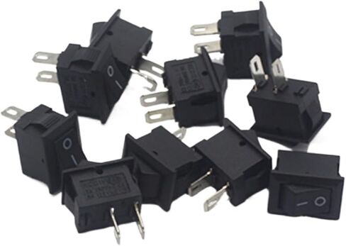 10pcs KCD11-101 3A/250V Small Black 10 * 15mm 2pin On/Off G130 Boat Rocker Switch Car Dashboard Truck (Black) in Saudi Arabia