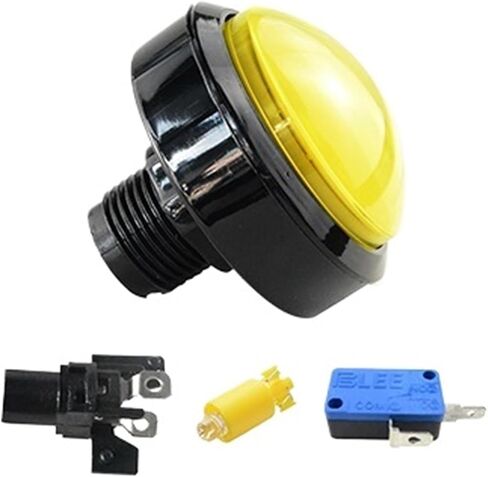 1pcs Game Accessories Button 60mm Convex Big Circle with Light Button Pattle Game Machine Circle Button Switch Reset(Yellow-1) in Saudi Arabia