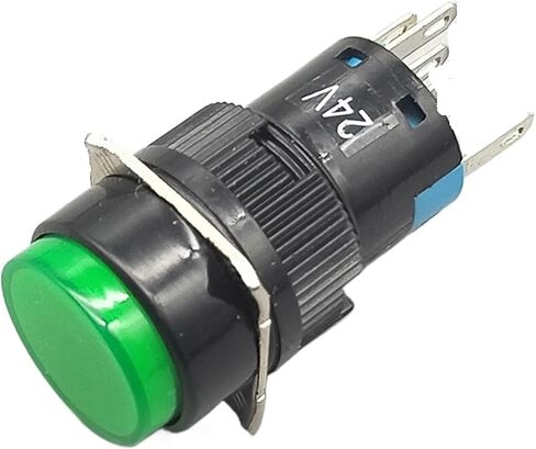 16 مم 6V 12V 24V 220V LED زر الدفع التبديل الأزرق الأخضر الأحمر المصباح الأبيض الصفراء القفل/إعادة ضبط الذات زر الضغط (أحمر ، قفل الذاتي _12V) in Saudi Arabia