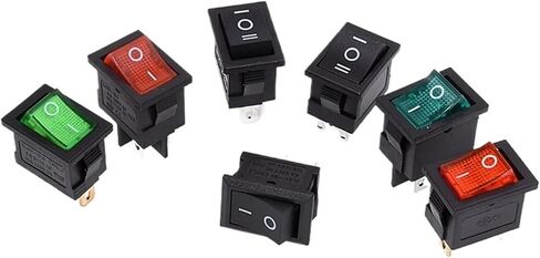 5pcs kcd1 2piin 3pin boat car rocker switch 6a/10a 250v/125v ac ac red yellow black black butter (red 3pin lamp) in Saudi Arabia