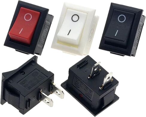 5pcs kcd1 2piin 3pin boat car rocker switch 6a/10a 250v/125v ac ac red yellow black black butter (red 3pin lamp) in Saudi Arabia