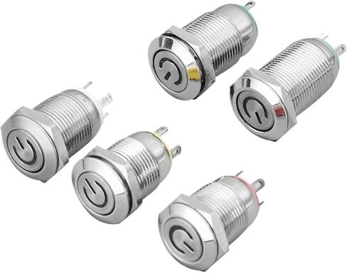 12mm Waterproof Metal Push Button Switch LED Light Momentary Locking Car Engine PC Power Switch 3V 5V 12V 24V 220V(Connector,SELF-Reset_3V-6V) in Saudi Arabia