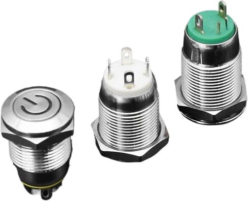 12mm Waterproof Metal Push Button Switch LED Light Momentary Locking Car Engine PC Power Switch 3V 5V 12V 24V 220V(Connector,SELF-Reset_3V-6V) in Saudi Arabia