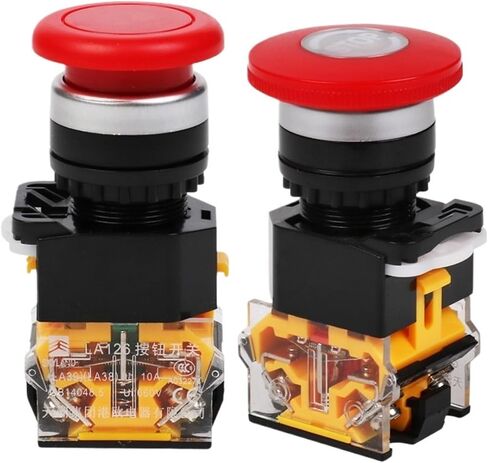 Emergency Stop 10A 380V 22mm Self-Locking Head Power Switch Mushroom Push Button Switch 1 NO 1 NC LA38-11ZS(Arrow) in Saudi Arabia