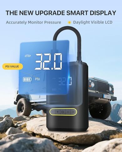 تضخيم إطارات محمولة ، ضاغط الهواء 150psi للسيارات والدراجات والدراجات النارية والكرات الرياضية - التضخم السريع ، المقياس الرقمي ، شاشة LED ، بطارية 6000 مللي أمبير في الساعة ، شحن USB وإمدادات طاقة السيارة in Saudi Arabia