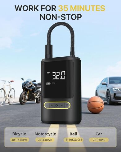 تضخيم إطارات محمولة ، ضاغط الهواء 150psi للسيارات والدراجات والدراجات النارية والكرات الرياضية - التضخم السريع ، المقياس الرقمي ، شاشة LED ، بطارية 6000 مللي أمبير في الساعة ، شحن USB وإمدادات طاقة السيارة in Saudi Arabia