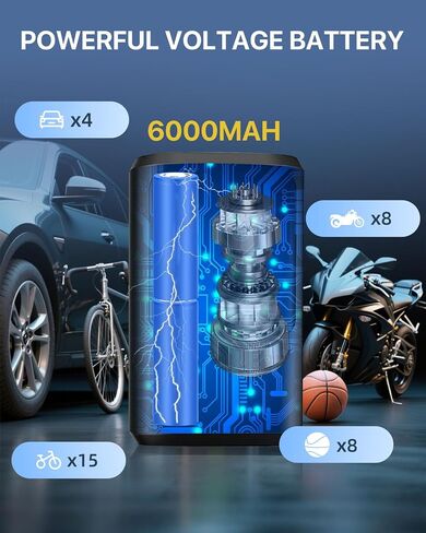 تضخيم إطارات محمولة ، ضاغط الهواء 150psi للسيارات والدراجات والدراجات النارية والكرات الرياضية - التضخم السريع ، المقياس الرقمي ، شاشة LED ، بطارية 6000 مللي أمبير في الساعة ، شحن USB وإمدادات طاقة السيارة in Saudi Arabia