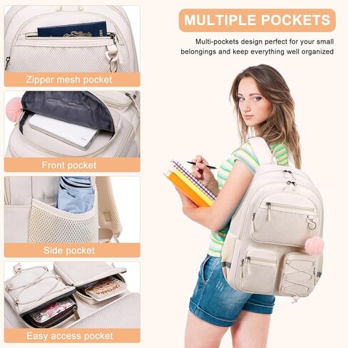 School Backpack for Teen Girls, Cute College Back Pack for Women, Kids Backpack for Girls, Middle Students School BookBag, 15.6 Inch Laptop Bag Travel Back Pack, Black in Kuwait