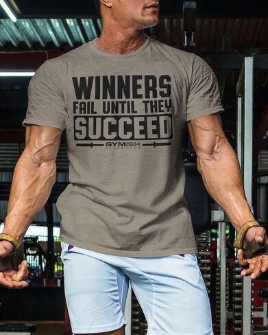 Winners Fail Mens Bodybuilding T-Shirts Graphic Tees Short Sleeve Workout Shirt in Saudi Arabia