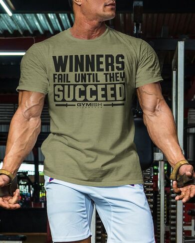 Winners Fail Mens Bodybuilding T-Shirts Graphic Tees Short Sleeve Workout Shirt in Saudi Arabia