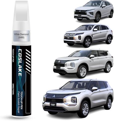 Car Touch Up Paint(White Diamond(W85)) for Mitsubishi, Car Paint Scratch Repair Kit, Quick & Easy Solution to Repair, 2 in 1 Scratch Remover Pen with 2PCS Disposable Micro Applicators in Kuwait