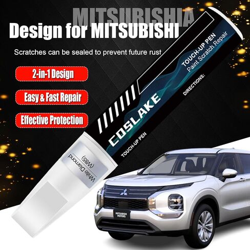 Car Touch Up Paint(White Diamond(W85)) for Mitsubishi, Car Paint Scratch Repair Kit, Quick & Easy Solution to Repair, 2 in 1 Scratch Remover Pen with 2PCS Disposable Micro Applicators in Kuwait